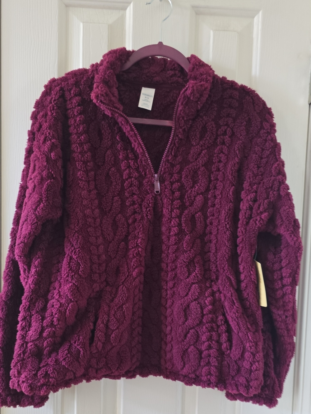 THEREABOUTS BRAND GIRL'S Cozy Plush Cable-Knit Faux Fur Quarter Zip Size XL 16